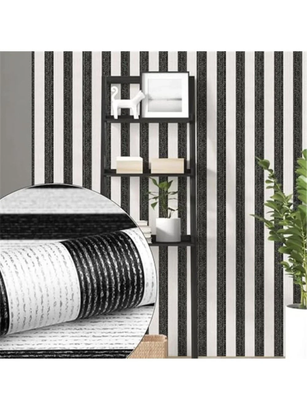 Black Stripe Peel and Stick Wallpaper 15.7
